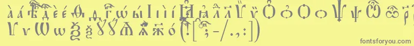 フォントHirmosIeucsSpacedout – 黄色の背景に灰色の文字