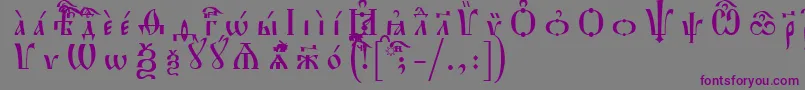 HirmosIeucsSpacedout-fontti – violetit fontit harmaalla taustalla