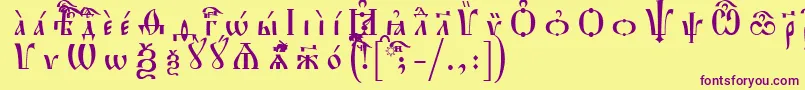 HirmosIeucsSpacedout Font – Purple Fonts on Yellow Background