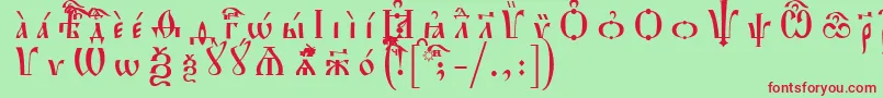 フォントHirmosIeucsSpacedout – 赤い文字の緑の背景