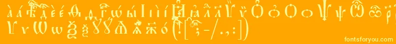 フォントHirmosIeucsSpacedout – オレンジの背景に黄色の文字