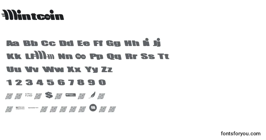 Schriftart Mintcoin – Alphabet, Zahlen, spezielle Symbole