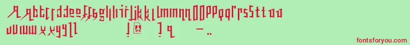 フォントPeacetiqua – 赤い文字の緑の背景