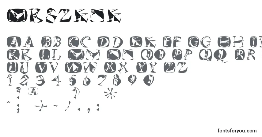 Schriftart Mkszene – Alphabet, Zahlen, spezielle Symbole