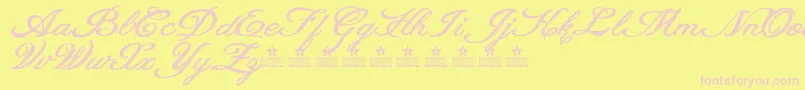 HeavenMattersPersonalUse-fontti – vaaleanpunaiset fontit keltaisella taustalla