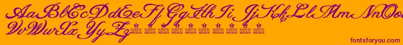 Шрифт HeavenMattersPersonalUse – фиолетовые шрифты на оранжевом фоне