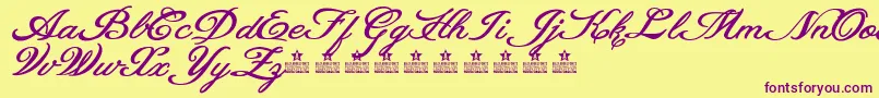 HeavenMattersPersonalUse-Schriftart – Violette Schriften auf gelbem Hintergrund