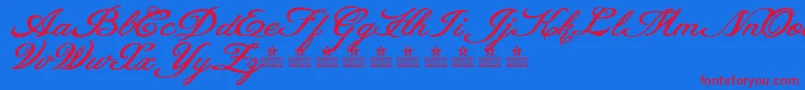 フォントHeavenMattersPersonalUse – 赤い文字の青い背景