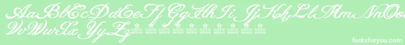 HeavenMattersPersonalUse-fontti – valkoiset fontit vihreällä taustalla