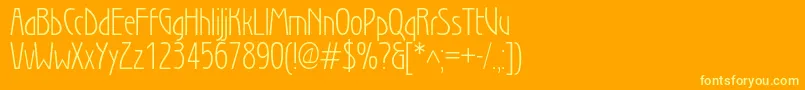 Secessionlightc-Schriftart – Gelbe Schriften auf orangefarbenem Hintergrund