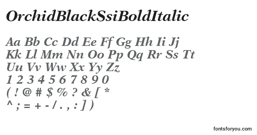 Шрифт OrchidBlackSsiBoldItalic – алфавит, цифры, специальные символы