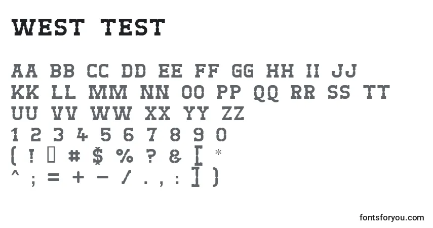 Czcionka West Test – alfabet, cyfry, specjalne znaki