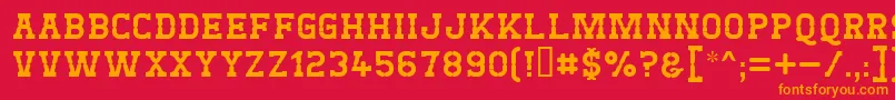 フォントWest Test – 赤い背景にオレンジの文字