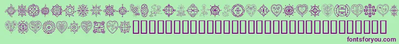 TreasuryOfDesign Font – Purple Fonts on Green Background