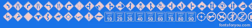 GgSigndings Font – Pink Fonts on Blue Background