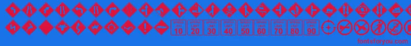 GgSigndings Font – Red Fonts on Blue Background