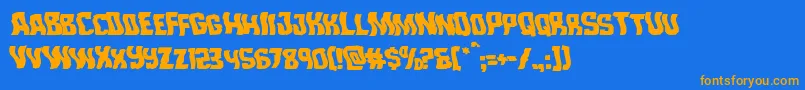 Monsterhunterwarp-Schriftart – Orangefarbene Schriften auf blauem Hintergrund