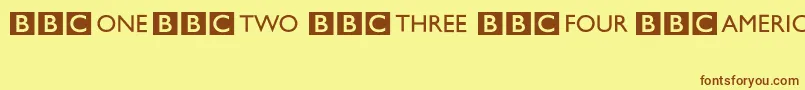 Fonte BbcStripedChannelLogos – fontes marrons em um fundo amarelo