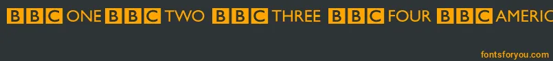 BbcStripedChannelLogos-Schriftart – Orangefarbene Schriften auf schwarzem Hintergrund