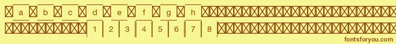 フォントGamepiltstdChessdraughts – 茶色の文字が黄色の背景にあります。