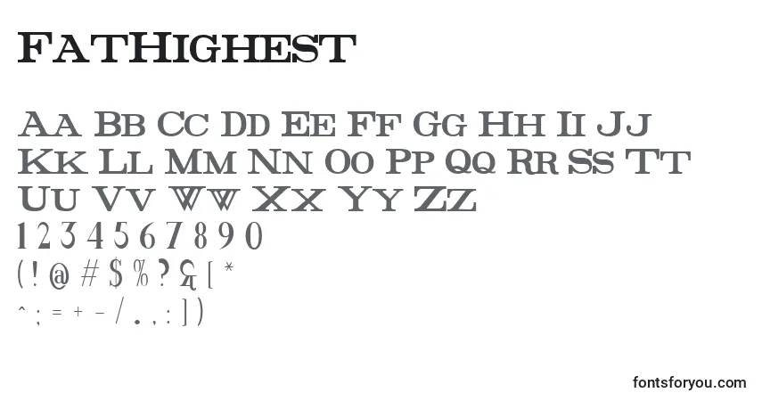 Schriftart FatHighest – Alphabet, Zahlen, spezielle Symbole