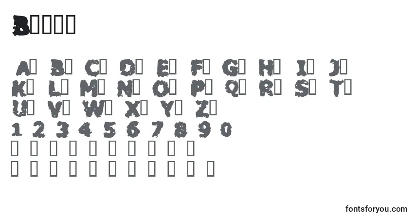 Schriftart Blacm – Alphabet, Zahlen, spezielle Symbole