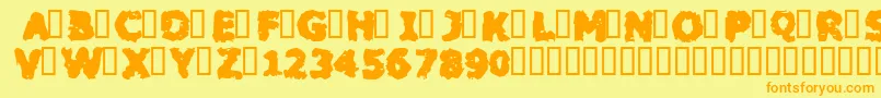 フォントBlacm – オレンジの文字が黄色の背景にあります。