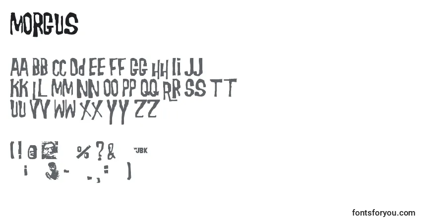 Fuente Morgus - alfabeto, números, caracteres especiales