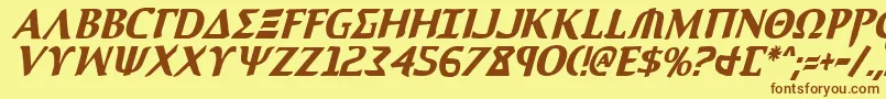 Шрифт AegisCondensedItalic – коричневые шрифты на жёлтом фоне