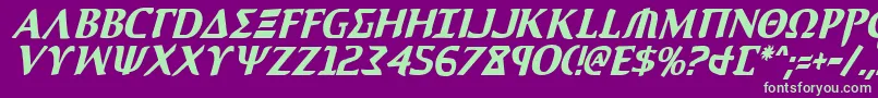 AegisCondensedItalic Font – Green Fonts on Purple Background