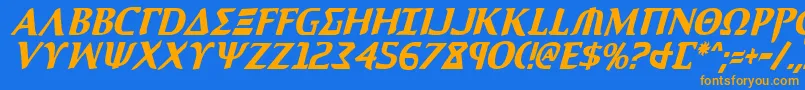 AegisCondensedItalic Font – Orange Fonts on Blue Background