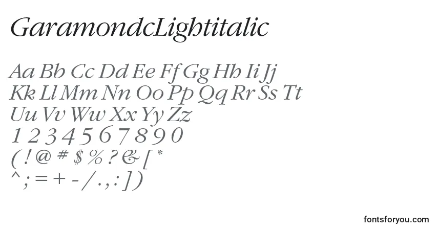 GaramondcLightitalicフォント–アルファベット、数字、特殊文字
