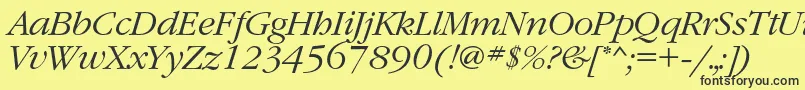 Fonte GaramondcLightitalic – fontes pretas em um fundo amarelo