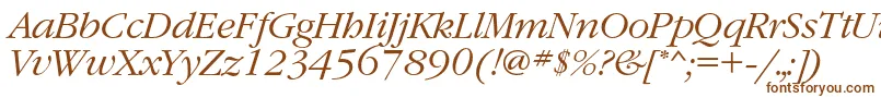 GaramondcLightitalic-fontti – ruskeat fontit valkoisella taustalla