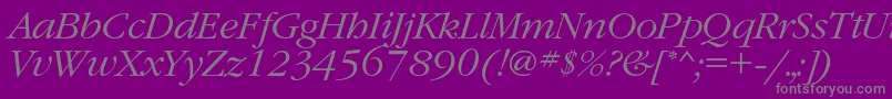 GaramondcLightitalic-Schriftart – Graue Schriften auf violettem Hintergrund
