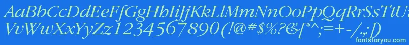 Fonte GaramondcLightitalic – fontes verdes em um fundo azul