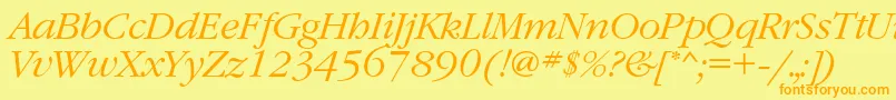 Fonte GaramondcLightitalic – fontes laranjas em um fundo amarelo