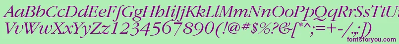 GaramondcLightitalic Font – Purple Fonts on Green Background