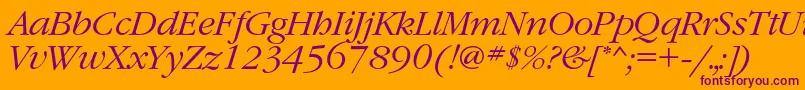フォントGaramondcLightitalic – オレンジの背景に紫のフォント