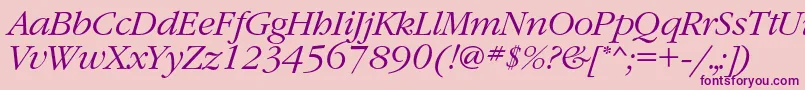 GaramondcLightitalic-fontti – violetit fontit vaaleanpunaisella taustalla