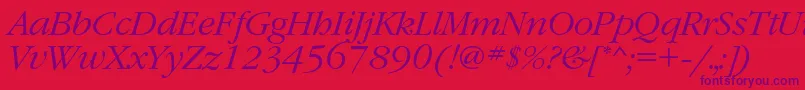 GaramondcLightitalic Font – Purple Fonts on Red Background