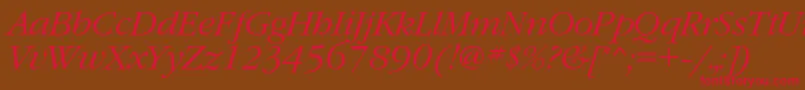 Saiba mais sobre a fonte GaramondcLightitalic Fonte GaramondcLightitalic – fontes vermelhas em um fundo marrom
