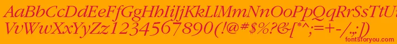 フォントGaramondcLightitalic – オレンジの背景に赤い文字