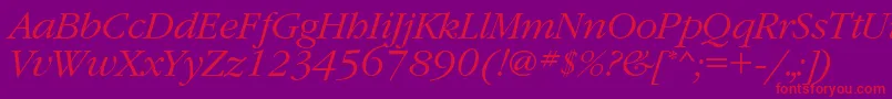 Czcionka GaramondcLightitalic – czerwone czcionki na fioletowym tle