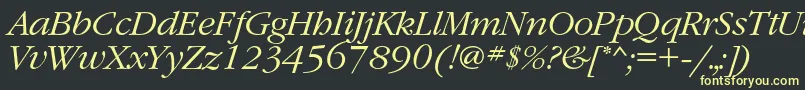 フォントGaramondcLightitalic – 黒い背景に黄色の文字