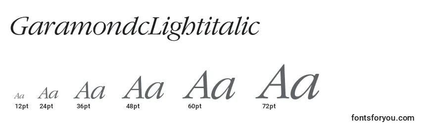 GaramondcLightitalic Font Sizes
