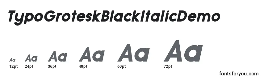 Größen der Schriftart TypoGroteskBlackItalicDemo