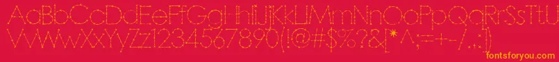 Barbarello-Schriftart – Orangefarbene Schriften auf rotem Hintergrund