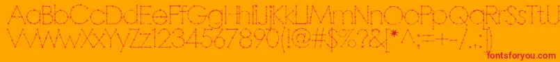 Barbarello-Schriftart – Rote Schriften auf orangefarbenem Hintergrund