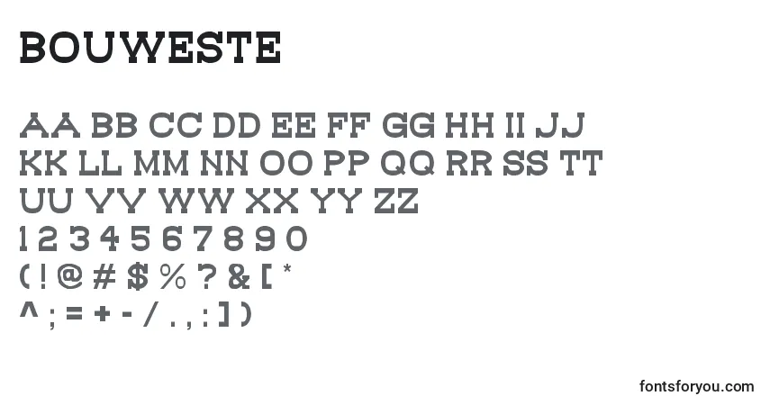 Schriftart Bouweste – Alphabet, Zahlen, spezielle Symbole
